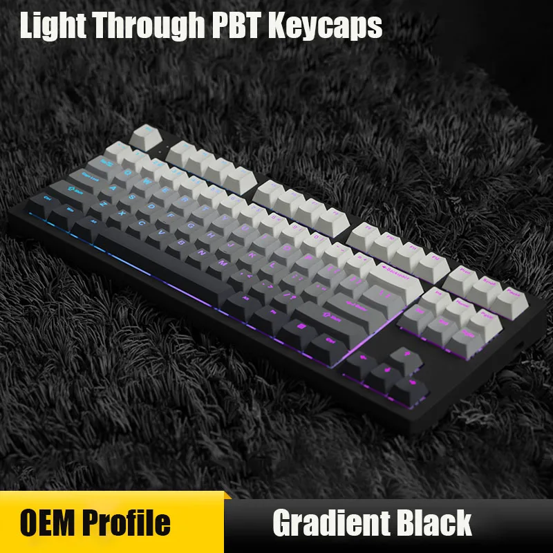 OEM Novelty Mechanical Keyboard PBT Keycaps Gradient Black Letter Light  Through Teclado PC Gamer Backlit RGB pbt Custom Key Caps - AliExpress