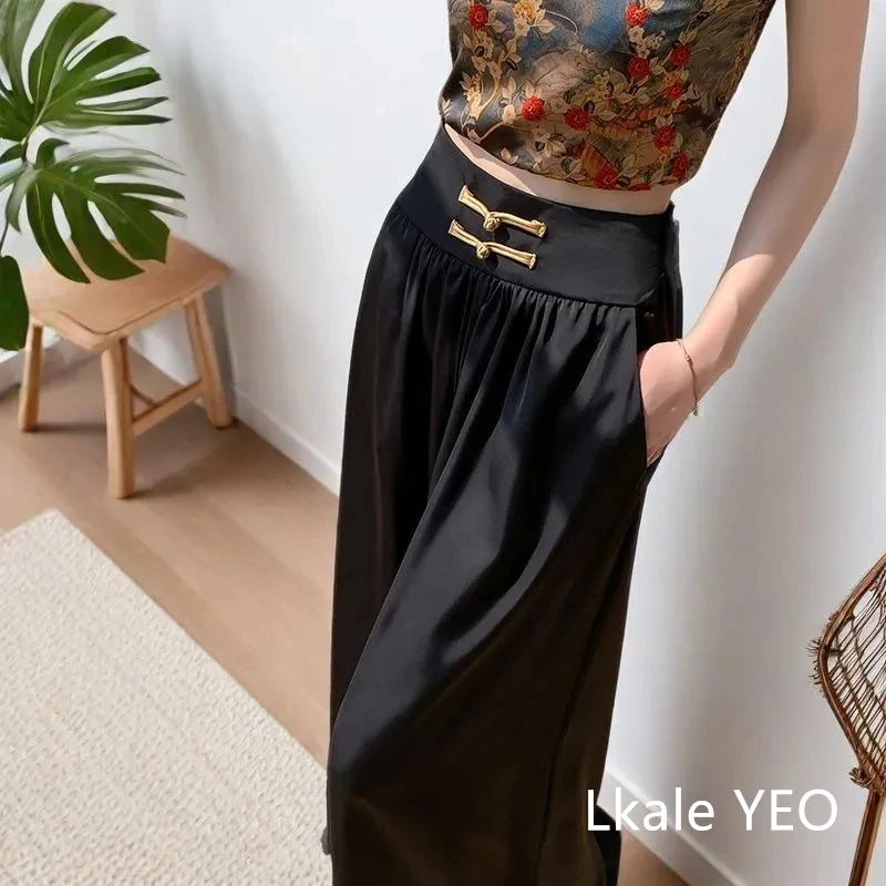 Women's Pants 2025 Spring Summer High-waisted Chinese Style Femme Trousers Casual Chiffon Sun Protection Ladies Skirt Pants