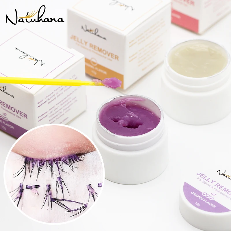 NATUHANA Professional False Eyelash Glue Remover Primer Jelly Cream Gel remover adhesive bonded glue eyelashes make up tools professional false eyelash glue remover eyelash extensions tool cream 5g fragrancy smell remover cream eye makeup tslm1