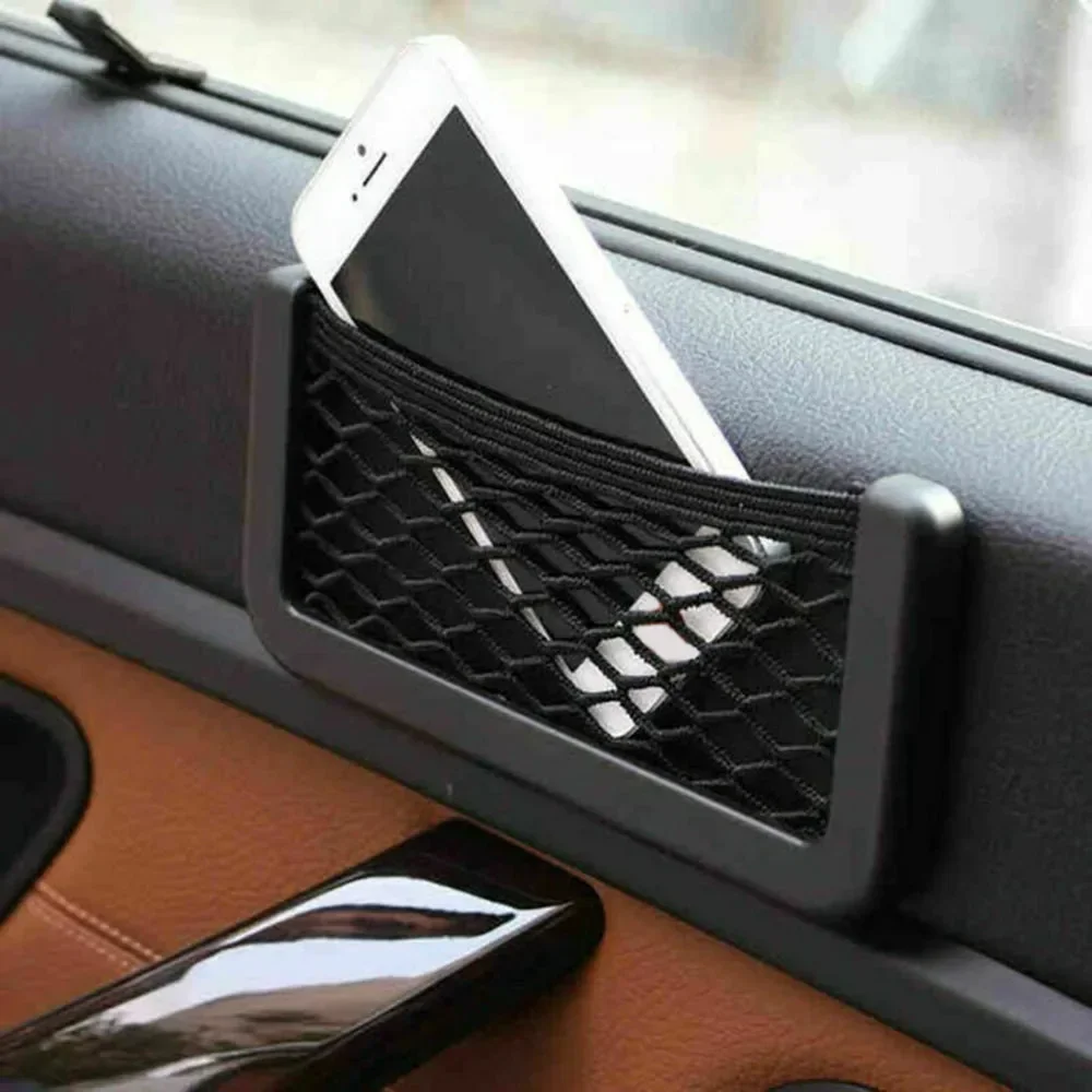 Universal Car Organizer Mesh Storage Bag Net Pocket Phone Holder Net Auto Seat Side Interior Back Sundries Pocket Holder 3pcs
