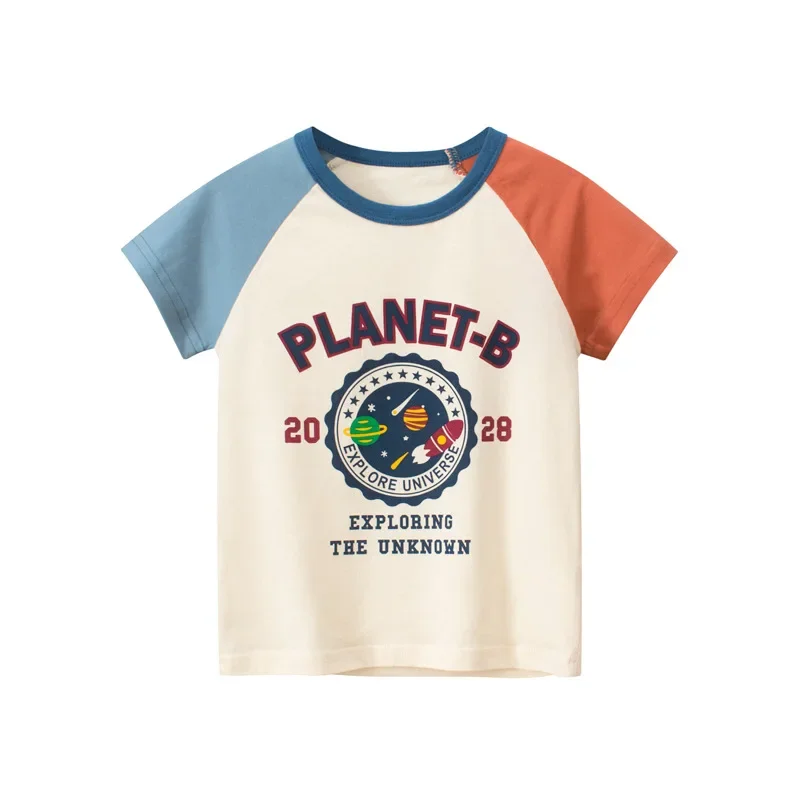 От 2 до 9 лет Детские футболки с коротким рукавом Корейская версия Детская одежда для мальчиков детские хлопковые футболки Летние Мультяшные Топы