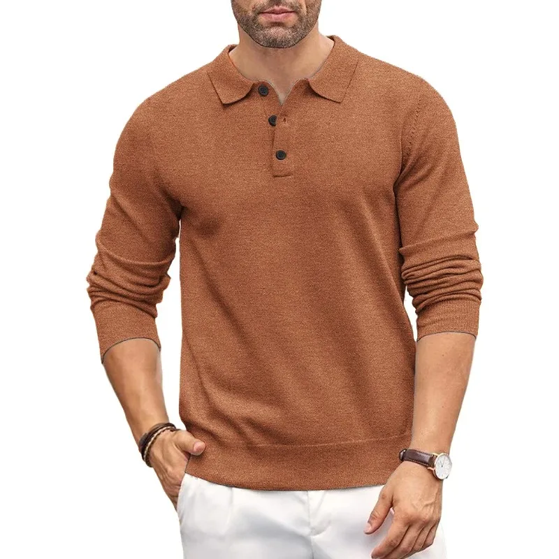 Animal Game Mens Button Polo Shirts Slim Mock Neck Shirt Knit Polo Sweaters Casual Dress Jumper Winter Thermal Pullover Sweater