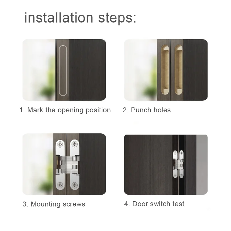 180 Degree Concealed Stainless Steel Folding Heavy Built-in Door Hinges Invisible Hidden Cross Gemel