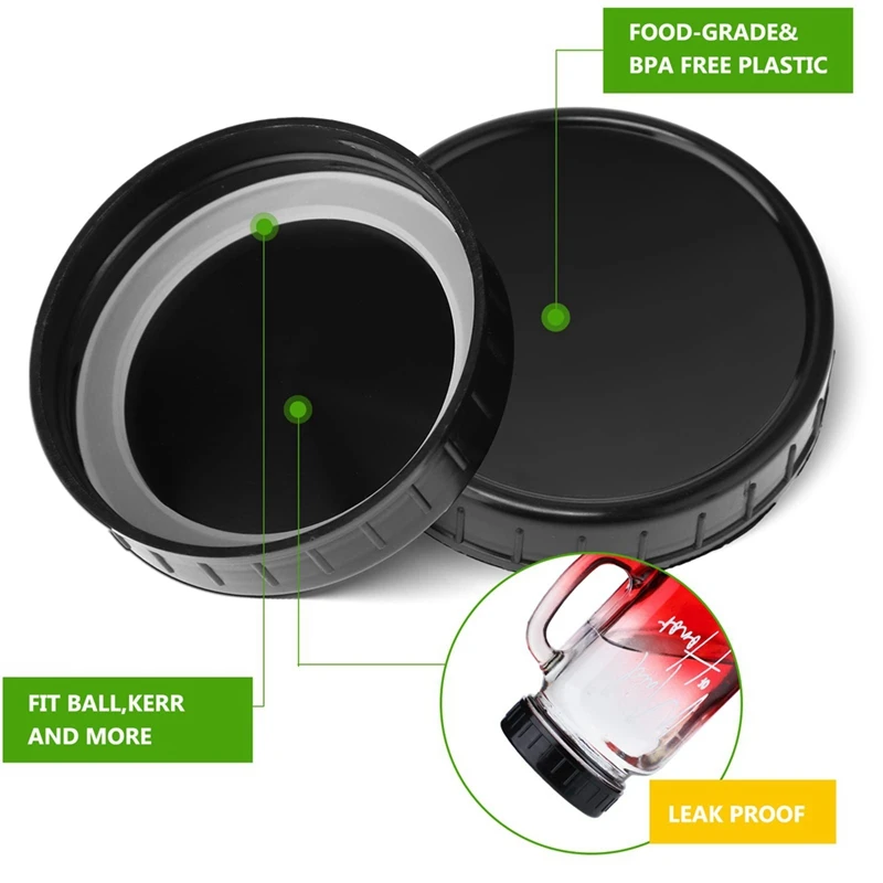 30 Pcs Multipurpose Mason Jar Plastic Lids (70Mm) With Rubber Seal-Perfect For Regular Mouth Canning Jars Easy Install
