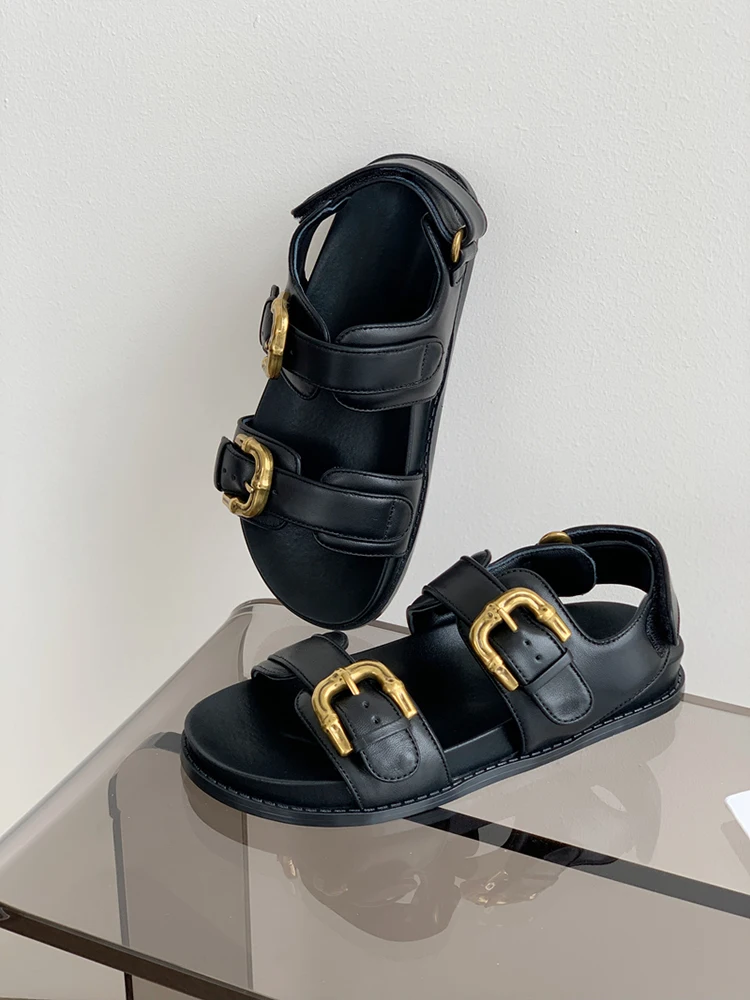 Dad sandals leather sandal Chanel Black size 6.5 US in Leather