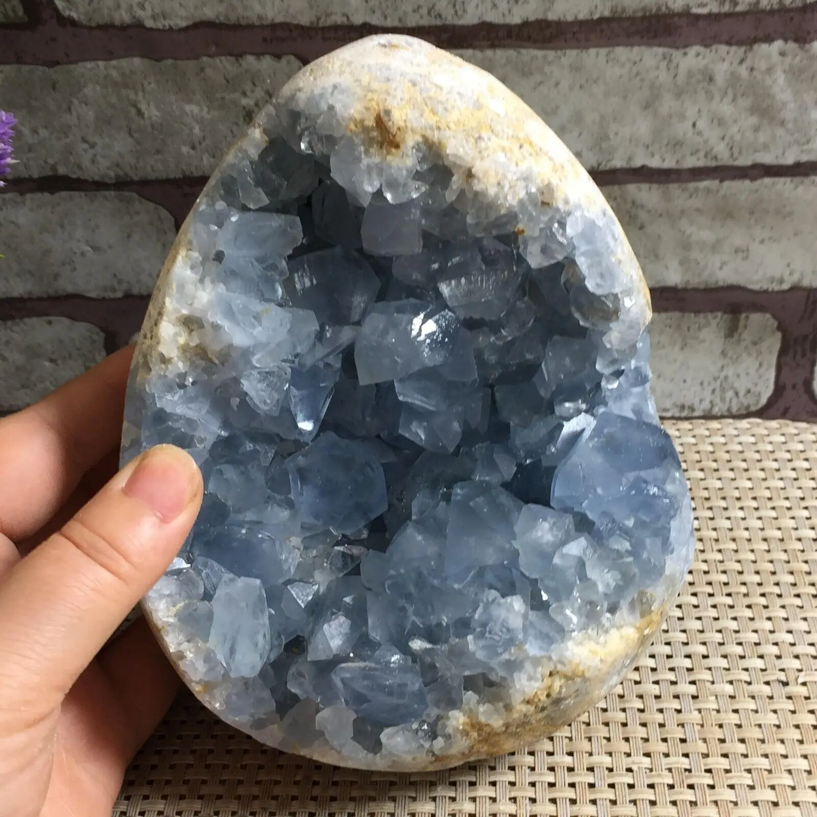 Natural Rough Blue Celestite Geode Raw Quartz Crystal Cluster Specimens 4
