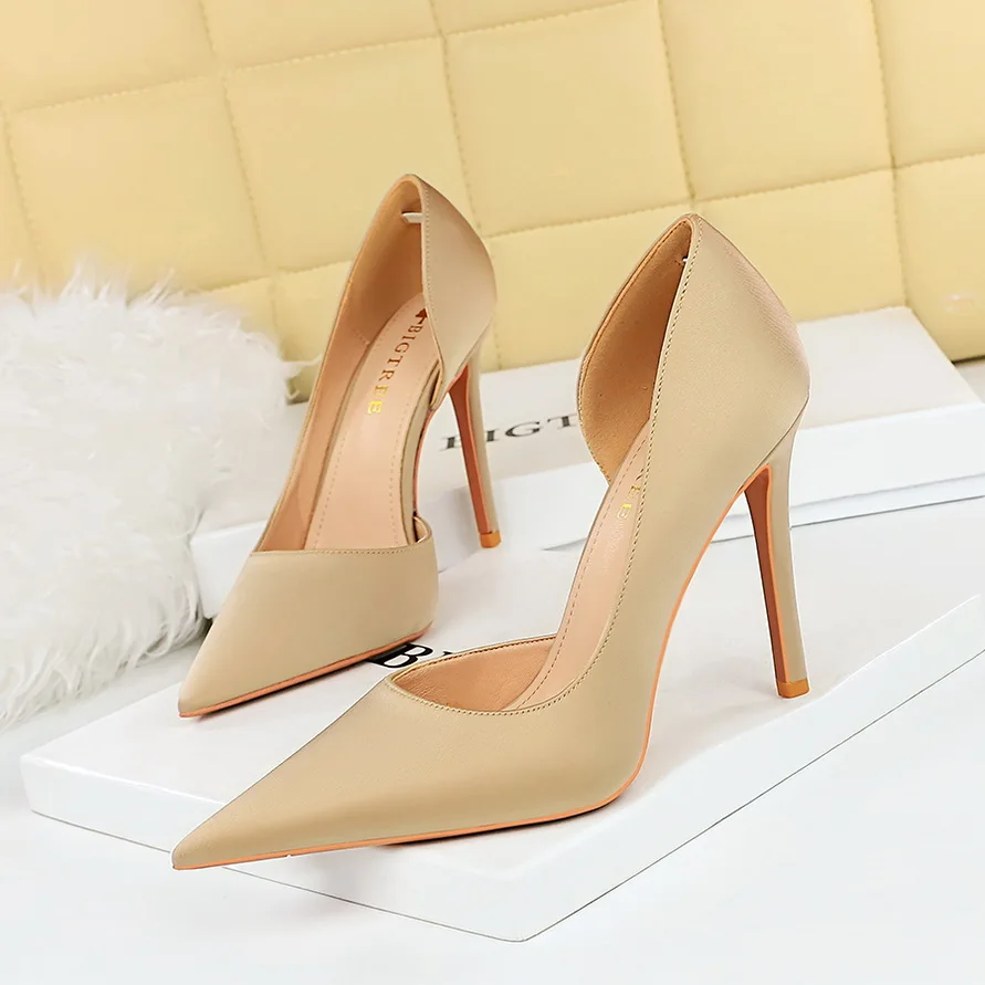 

BIGTREE Silk Women Pumps High Heels Stiletto Pointed Toe Hollow Out Office & Career Stripper Shoes Pointed Toe Party Heels Shoes