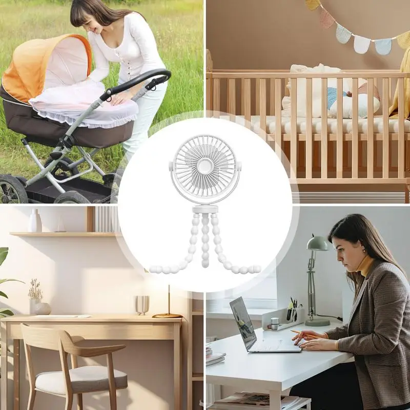 Crib Fan Handheld Cooling Fan with 3 Speeds Personal Rechargeable Quiet Mini for Camping Travel Crib Treadmill