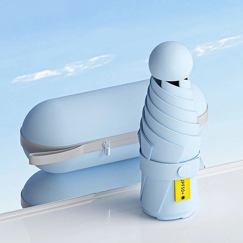 Ultra-Lightweight Compact Travel Umbrella with UV Protection and Sunshade Capsule Design