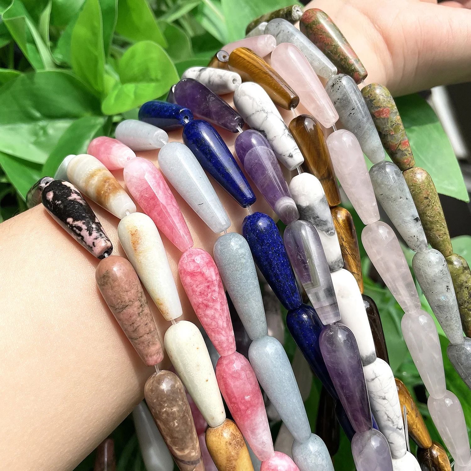 Natürliche echte Steinperlen Wassertropfen Lapislazuli Howlith Angelit Amethyste Jade Lose Perlen für Schmuckherstellung DIY Armband – Detail 8