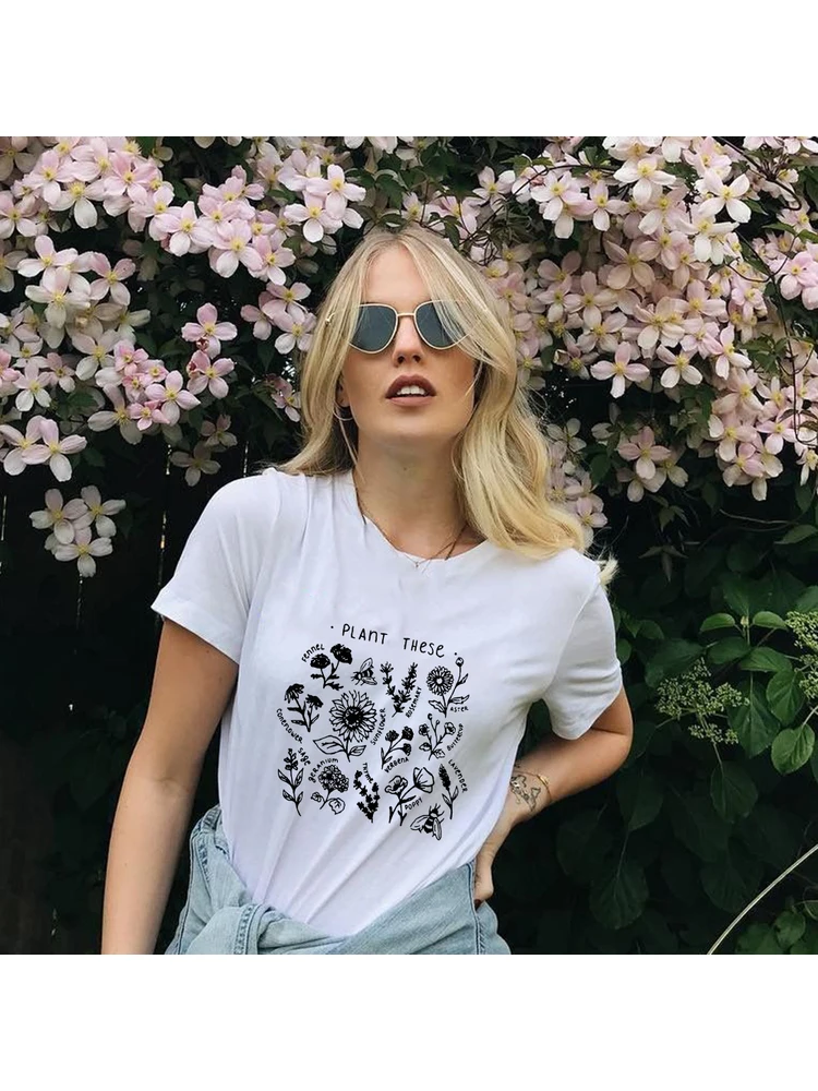 

Женские футболки с принтом в стиле Харадзюку, повседневные футболки с коротким рукавом и цветочным принтом пчелы, топы, Прямая поставка