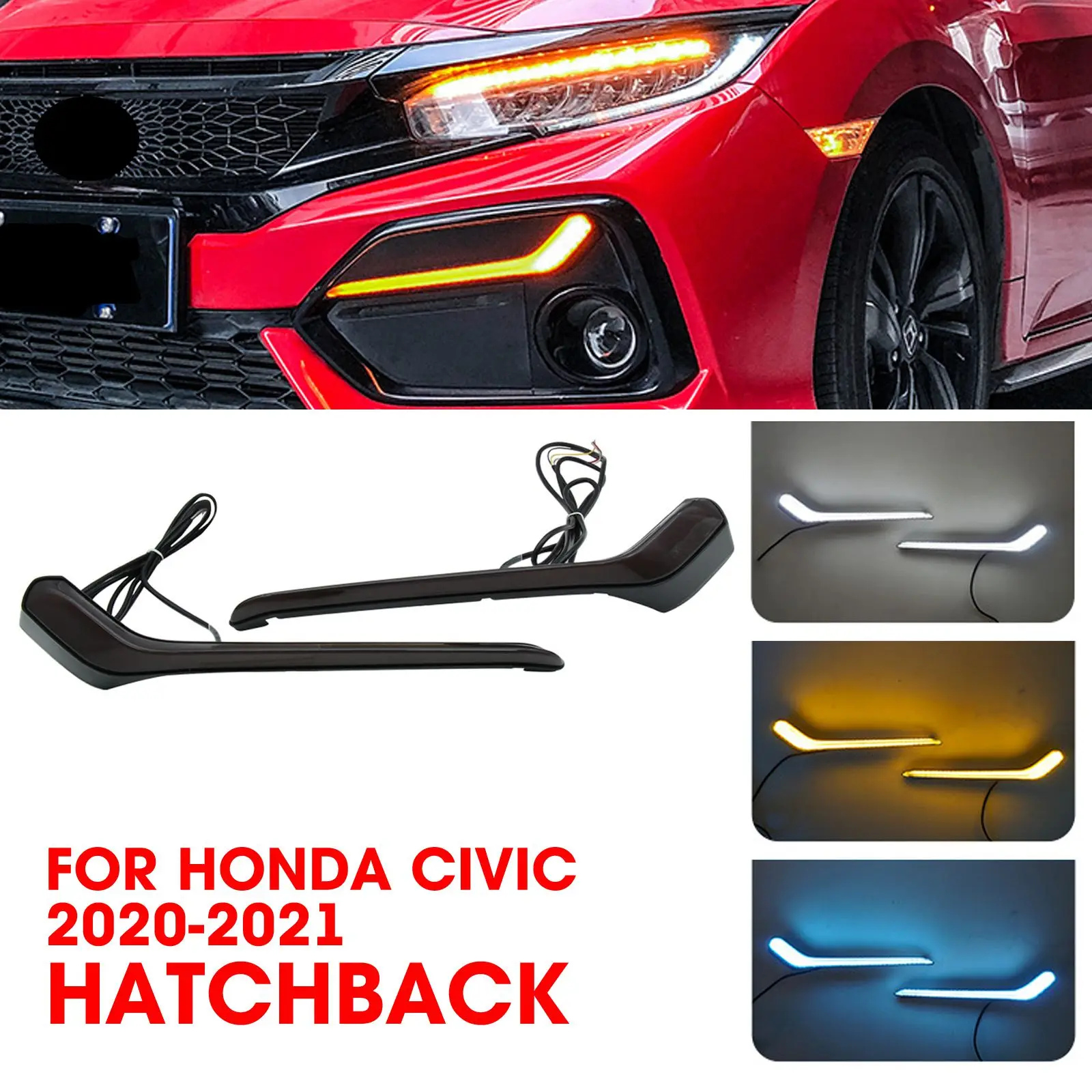 

2Pcs For Honda Civic 2020-2021 Hatchback LED Driving Lights /Turn Signal Light