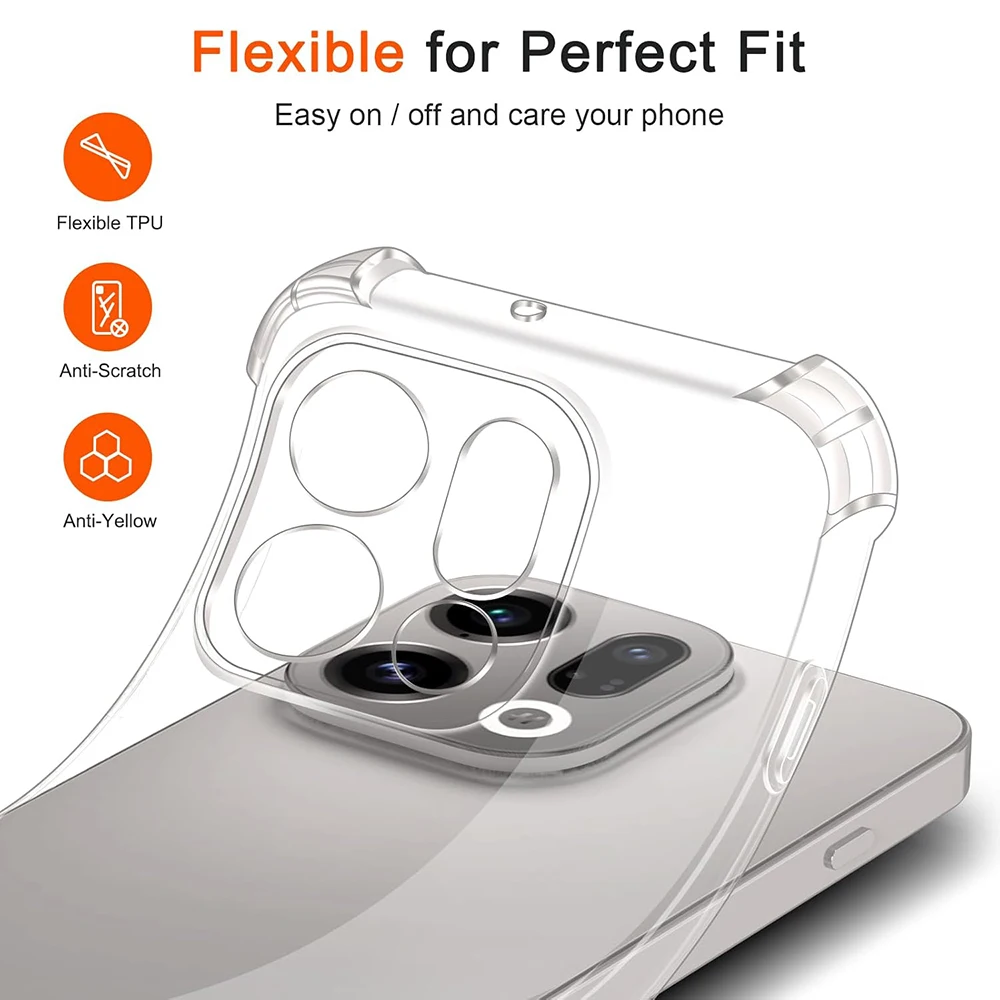 Shockproof Silicone Soft Transparent Shell - Ultra Thin Clear TPU Back Cover