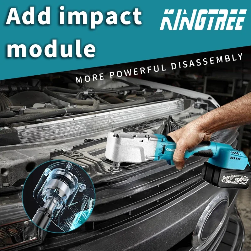 Kingtree 브러시리스 전기 래칫 렌치, 4000RPM 제거 나사 너트, 자동차 수리, Makita 18V 배터리, 가정용 DIYS, 1000NM
