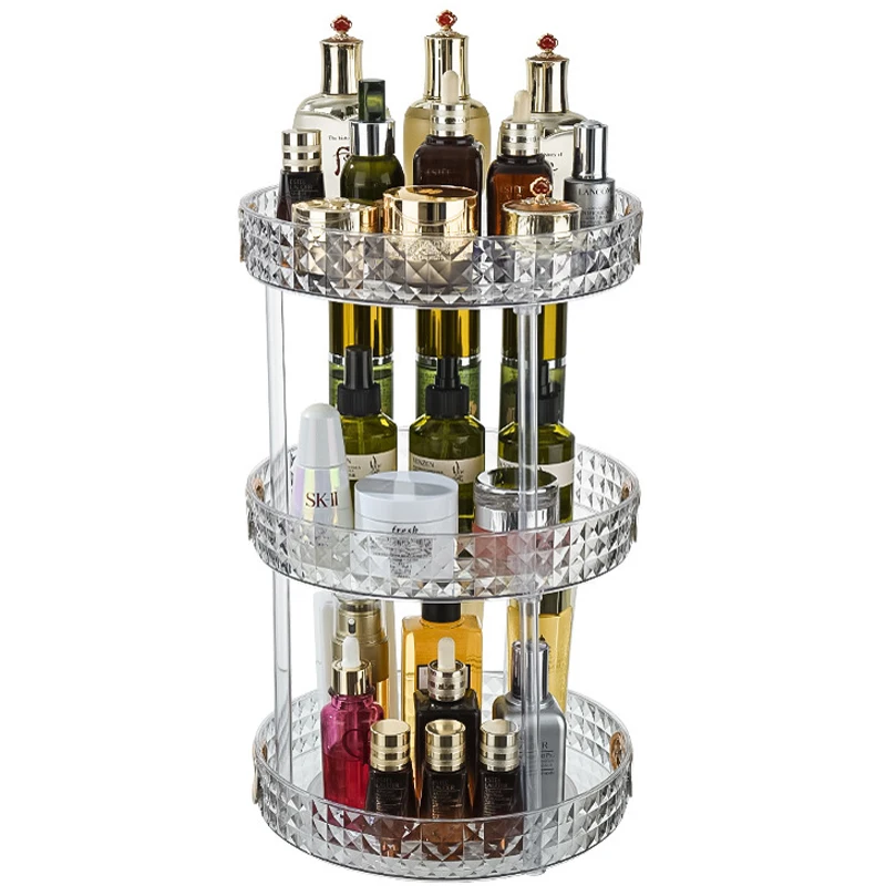 360 Rotatable Desktop Cosmetic Rack Bathroom Shelf Large-capacity Perfume Skincare Product makeup Storage Rack Organizer Kitchen 2