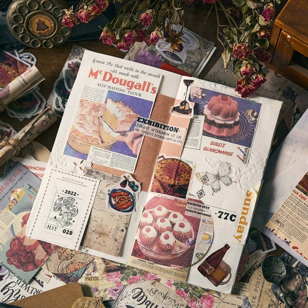 200pcs/pack Vintage Art Material Paper DIY Scrapbooking Collage Junk Journal Supplies Aesthetics Stationery Planner Decor Paper