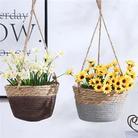 Garden Hanging Planter Macrame Plant Storage Basket Jute Rope Woven Indoor Outdoor Flower Pot Holder Plant Hangers Home Decor 3