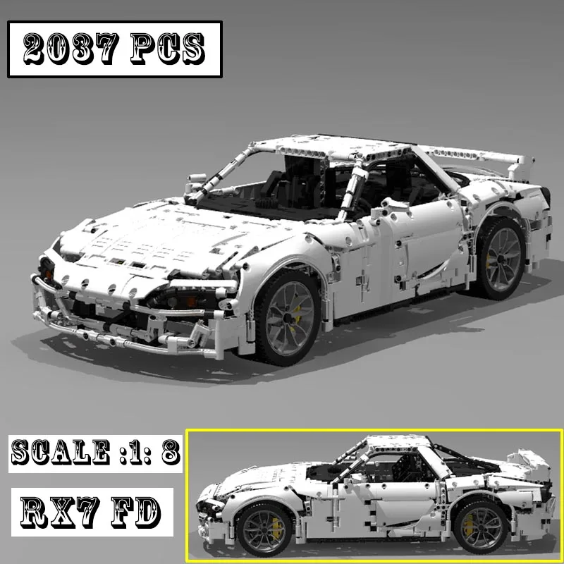 Nuovo Moc-97838 1:8 Scala Super Sports Car Model Rx7 Fd Buiding Kit Creator Block Bricks Toys For Kids Regali Di Compleanno Ragazzi Set