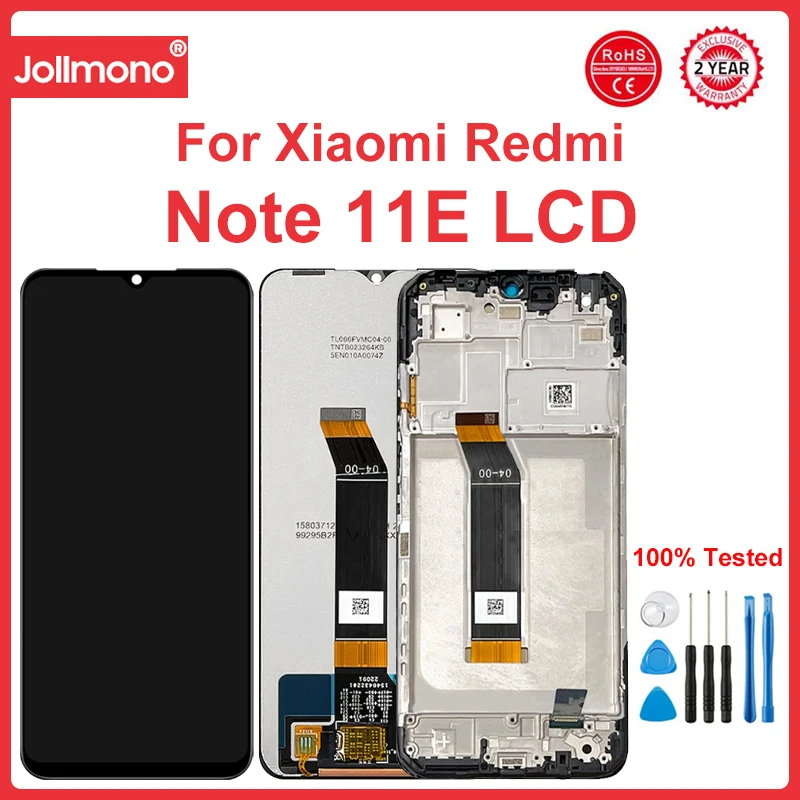 

Экран для Xiaomi Redmi Note 11E 22041219C, ЖК-дисплей, цифровой сенсорный экран с рамкой в сборе для Redmi Note11 E, Note 11, E