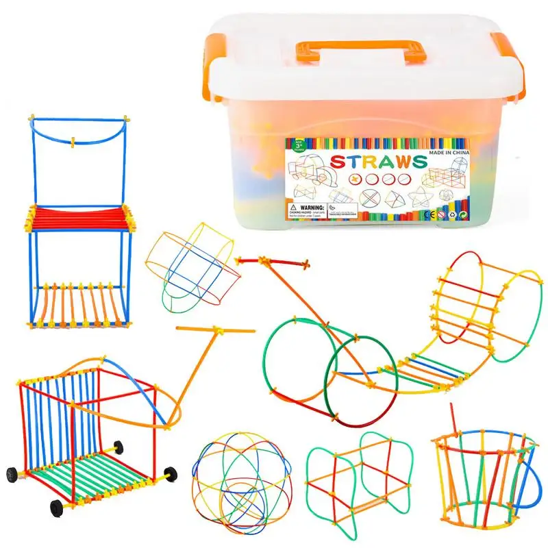 

Straw Constructor Toys Interlocking Engineering Construction Blocks Colorful Building Toys Develops Motor Skills Holiday Birthda