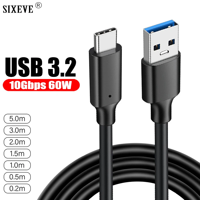 USB 3.2 Gen 2 10Gbps Type A To C Cable iPhone 15 iPad Macbook Samsung S24 Xiaomi USBC Data Charger Cord 1m 2m 3m