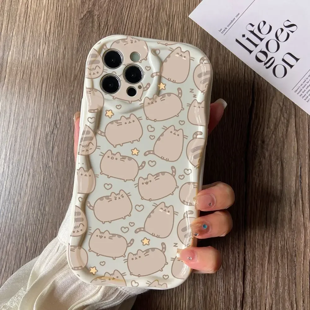 thumbnail image 1 of Funda de teléfono con diseño de gato Pusheens para iPhone, carcasa suave de onda cremosa 3D para modelos 16, 15, 14 Plus, 13, 12 Mini, 11 Pro Max, X, Xs, XR, 7, 8, 1 of 5
