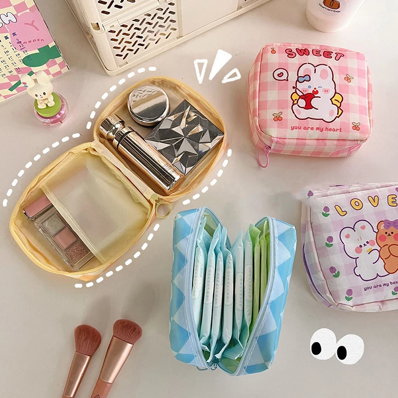 Cartoon Sanitary Napkin Towels Bag Girl Travel Mini Makeup Bags Korean Style Small Money Card Lipstick Earphone Storage Bag