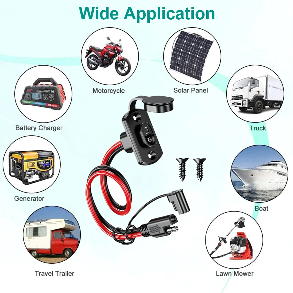 SAE Adapter Male Plug to Female Socket Cable 12AWG SAE Extension Cable 30cm Connector Harness