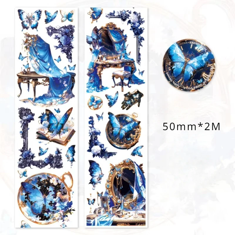 1Roll 2M Tape Exotic love PET Retro Handbook Material Decorative loop Adhesives stickers Supplies Scrapbook cut 50mm*2m 6