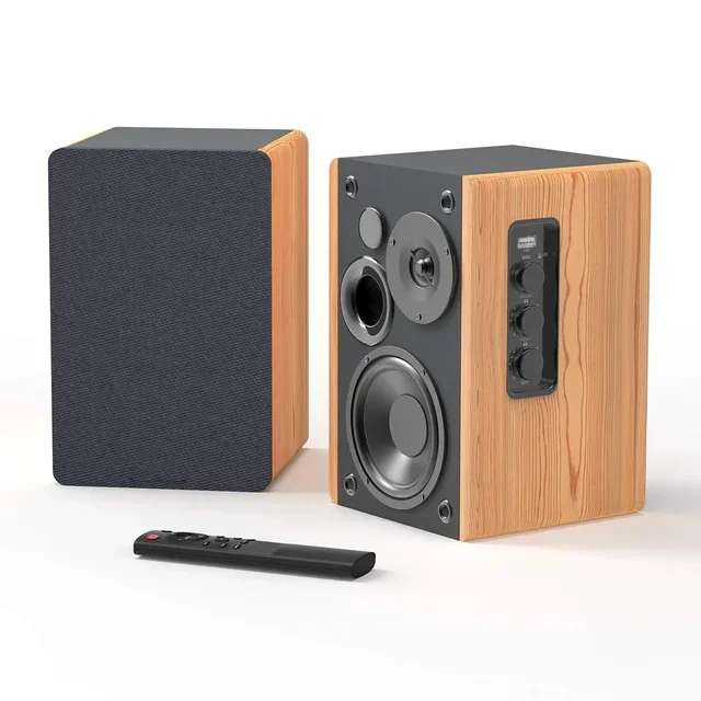 TWO-Way Bookshelf Speakers Wireless Bluetooth Input Wooden