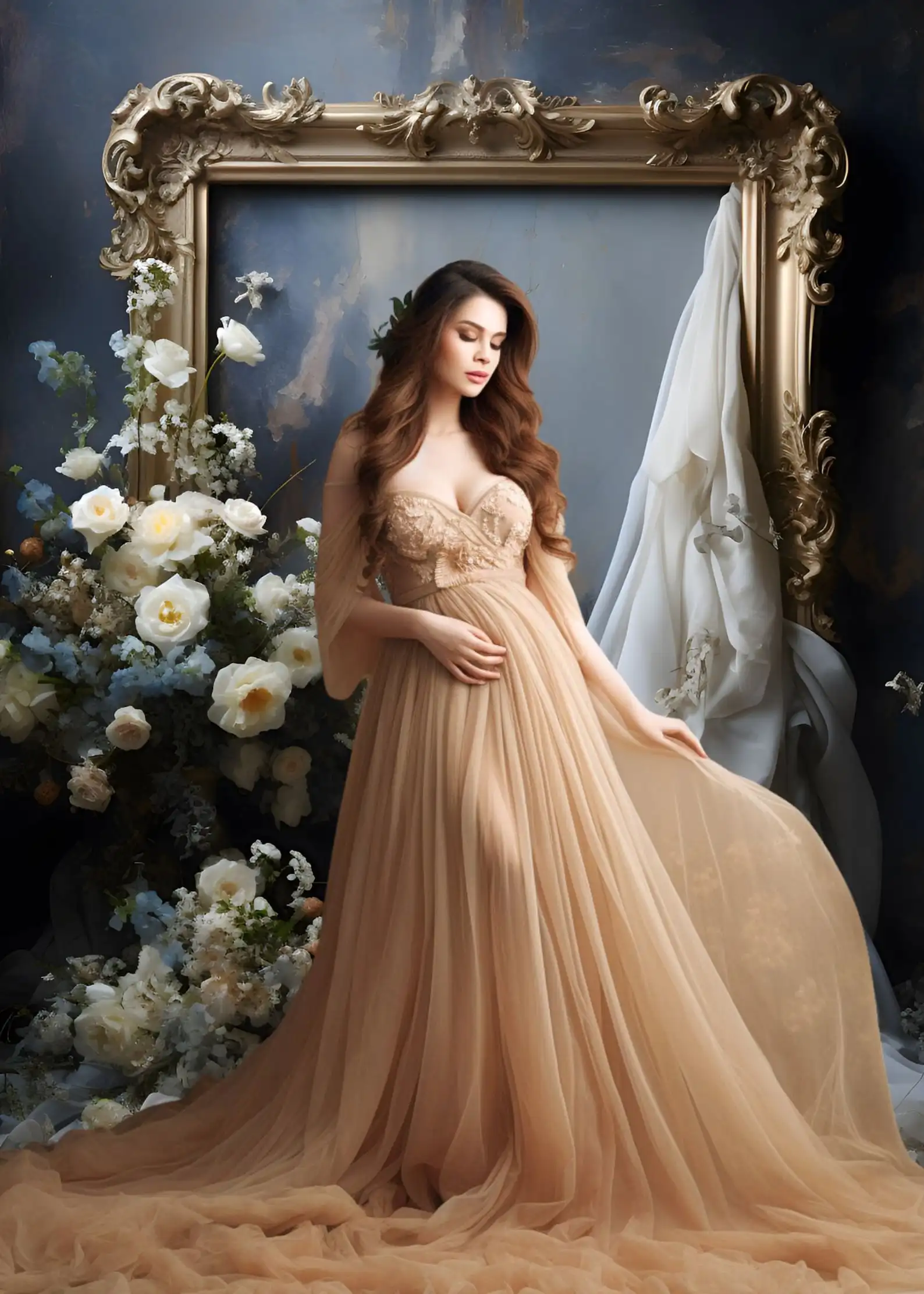 Mehofond 사진 배경 빈티지 골드 프레임 꽃 성인 생일 웨딩 출산 초상화 장식 배경 사진 스튜디오