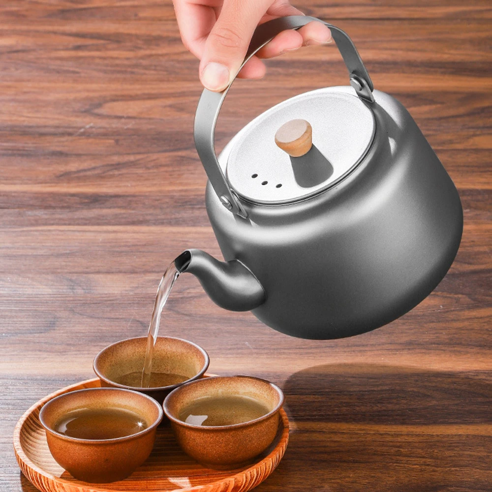 Large capacity pure titanium kettle, Charcoal furnace boiling tea pot, Outdoor cookware, Travel portable boiling water kettle