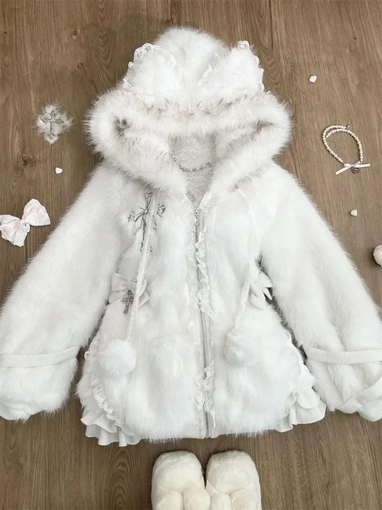 Winter Women Sweet Warm Hooded Coat New Japanese Fashion