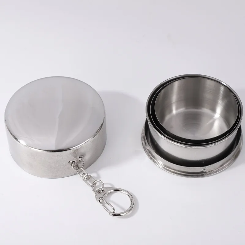 Stainless Steel Travel Carry-On Outdoor Wine Glass Portable Telescopic Water Cup Folding Wine Teacup Large Small And Medium-Size folding cup
