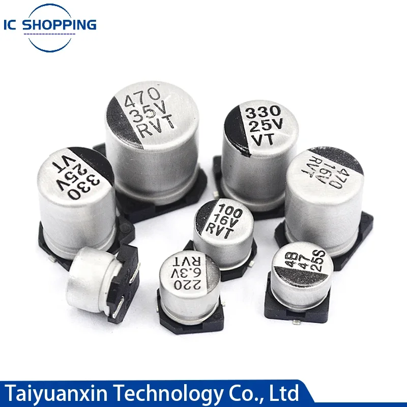 Electrolytic Capacitor SMD Capacitor Aluminum Electrolytic Capacitor 10PCS SMD Electrolytic Capacitor 6.3V 10V 16V 25V 35V 50V 63V 100V 400V 2.2 10 22 33 47 100 220 330 470 560 680 1000UF 1~2200UF