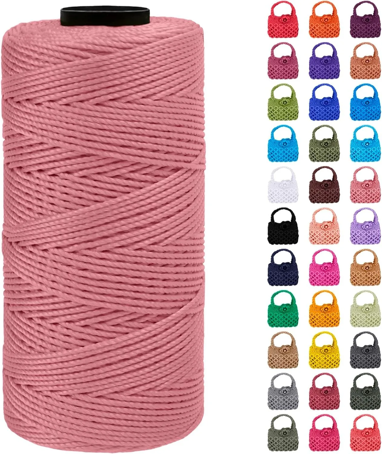 Description Picture 2 of item1.5mm 200m Colored Polypropylene Yarn Cord Crochet Yarn Art Cord Yarn Knitting Cord Crafts DTY for Crochet Bags Purses Dolls