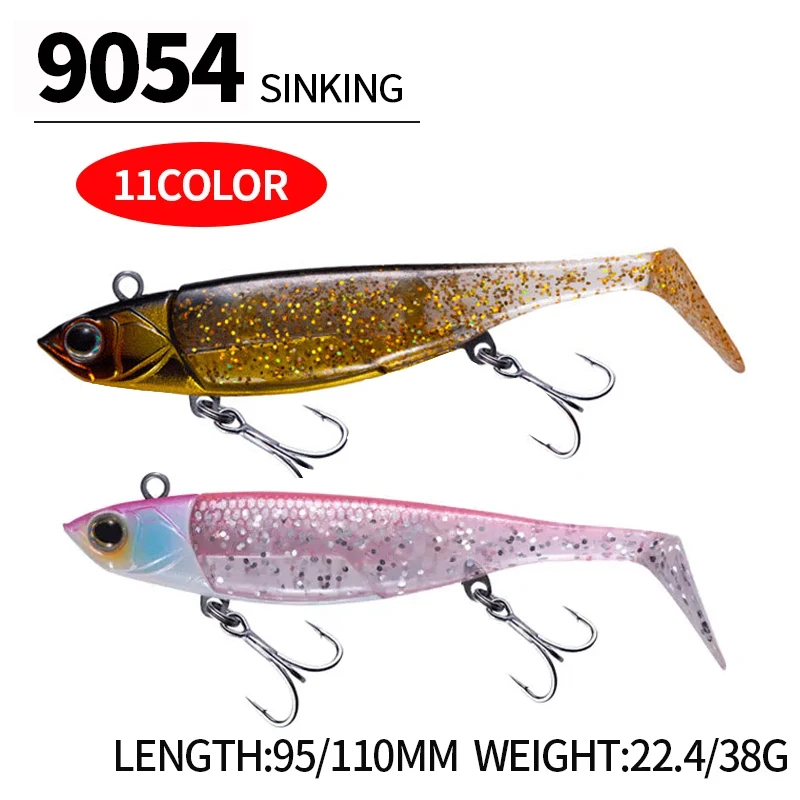 11cm/9cm T ail Soft Lures with Leaded Head Saltwater for Megabass Perch  Silicone Bait Long Shot Sinking Jigs Hook Fishing Lure