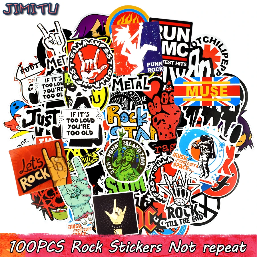 Graffiti stickers rock stickers 100 PCS Rock Stickers Music Retro Band Graffiti JDM Sticker to DIY Guitar Motorcycle Laptop Luggage Skateboard Car Snowboard