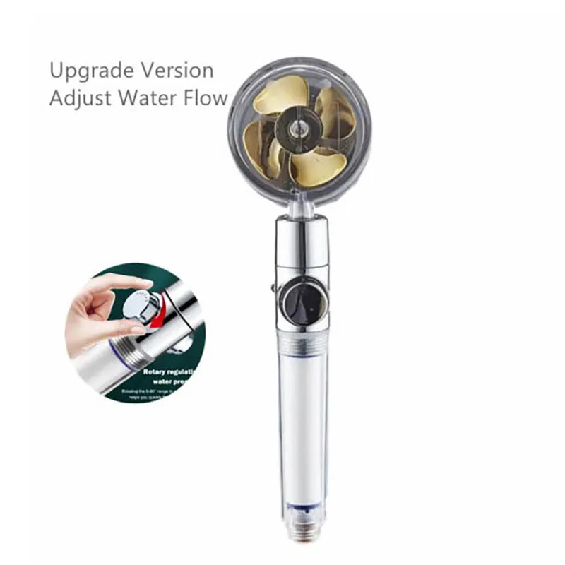 Pressurized Shower Head Water Saving 360 Rotating Twin Turbo Pressurized Propeller Fan Shower Head Bathroom Accessories 5