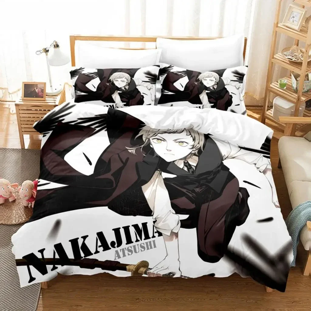 Anime Dazai Bungo Stray Dogs Bedding Set Boys Girls Twin Queen Size Duvet Cover Pillowcase Bed Kids Adult Home Textileextile 3