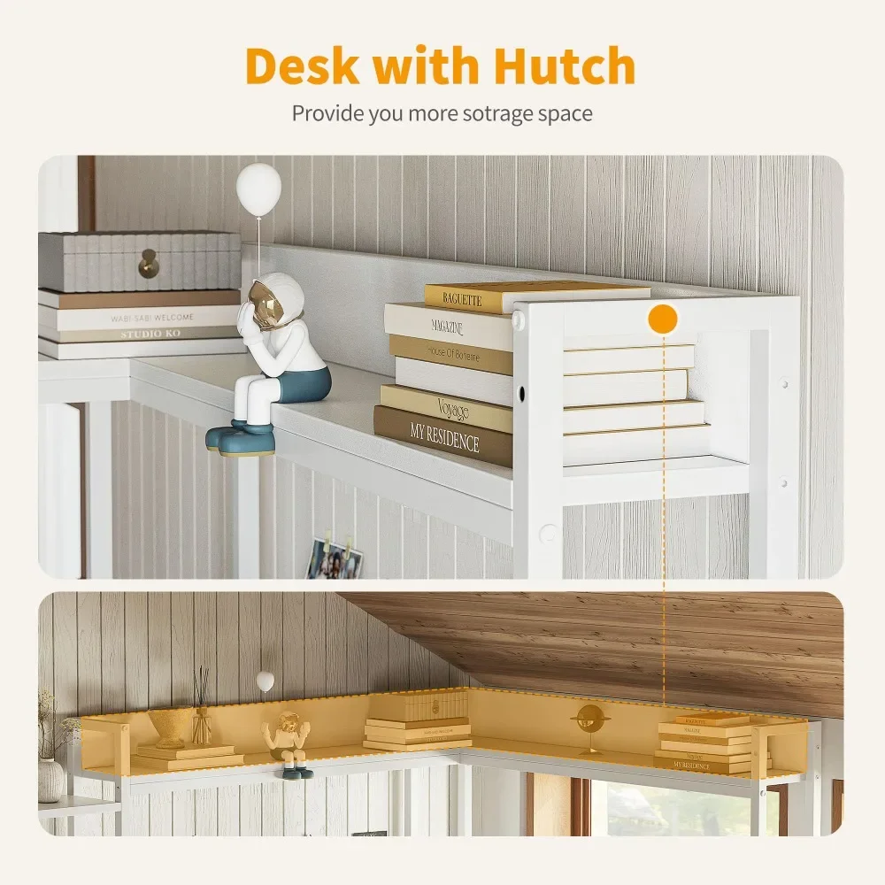 60" Corner Computer Desk with Storage Shelves, L Shaped Gaming Desk with Hutch 2