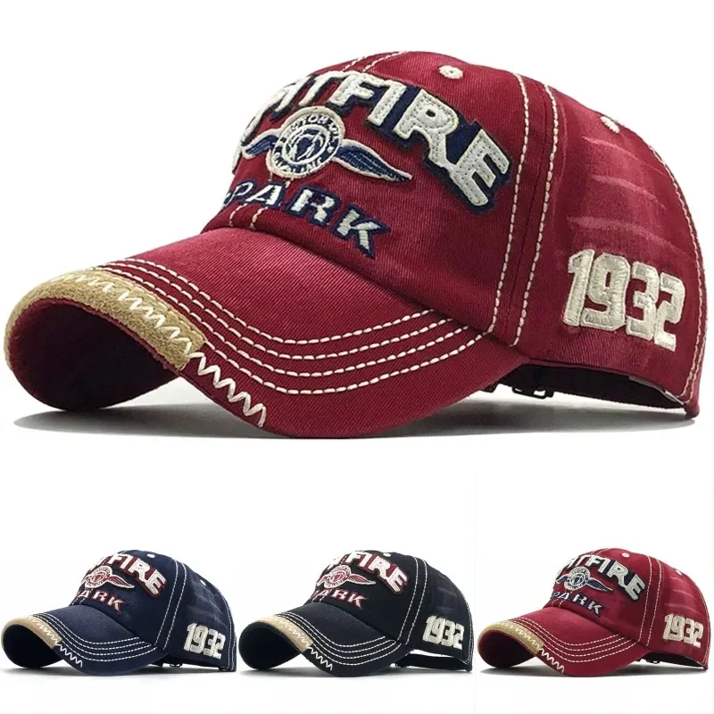 Retro Washed Cotton Sports Golf Baseball Cap Unisex Embroidered Letter Printed Outdoor Sunshade Sunhat Hip Hop Hat Trucker Visor