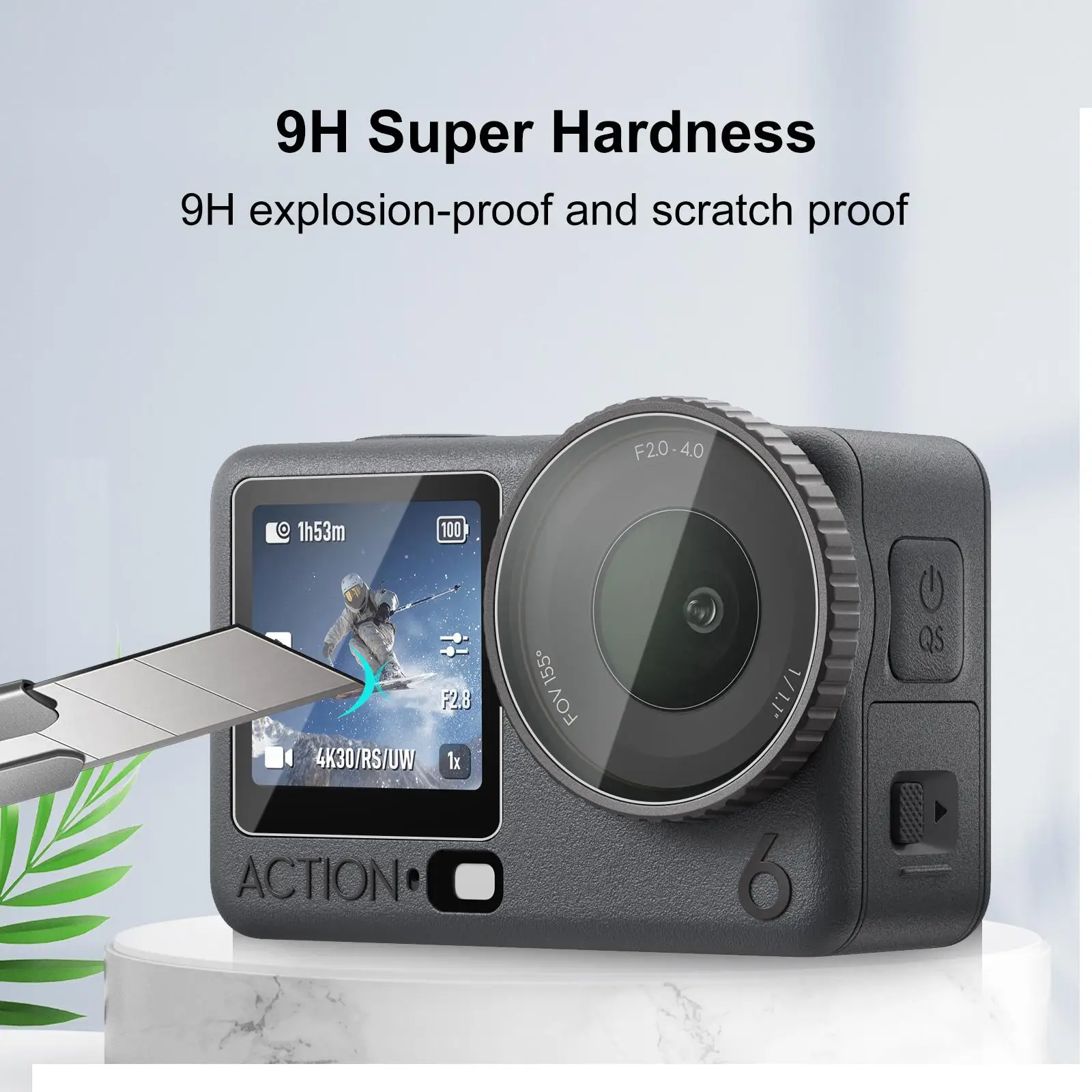 For DJI Osmo Action 6 PULUZ Lens + Front and Back Screen Tempered Glass Film