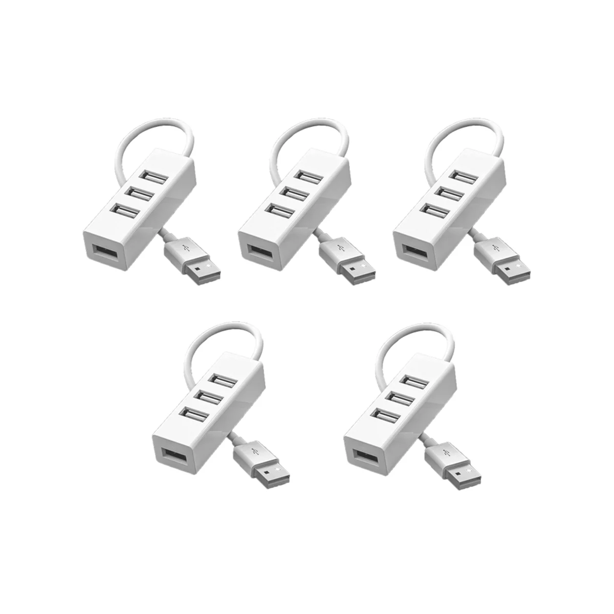 AT87-5Pcs Hub USB Multi 2.0 Hub USB Splitter Power Adapter High Speed 4 Port All in One for PC Windows Computer Accessories A