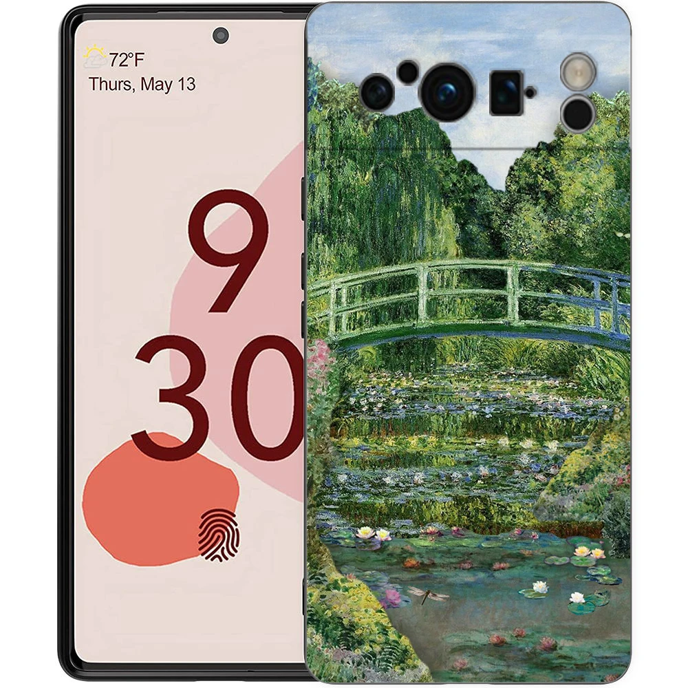 Claude Monet Garden Art Soft TPU Bumper Phone Case - Black Cover