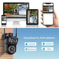Caméra de surveillance WiFi 4K 8MP, détection humaine, double objectif, zoom numérique 5X, caméras IP PTZ de sécurité extérieures, vision nocturne 4