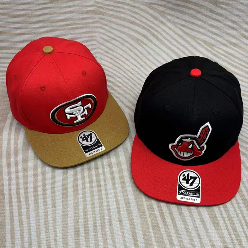 47brand Unisex Indians Baseball Cap Flat Brim Hard Top Embroidery ...