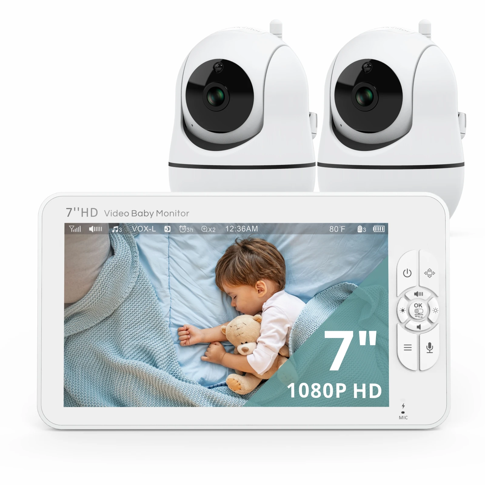 Babystar7HDSplitScreenVideoBabyMonitorNoWiFiBabyCamera
