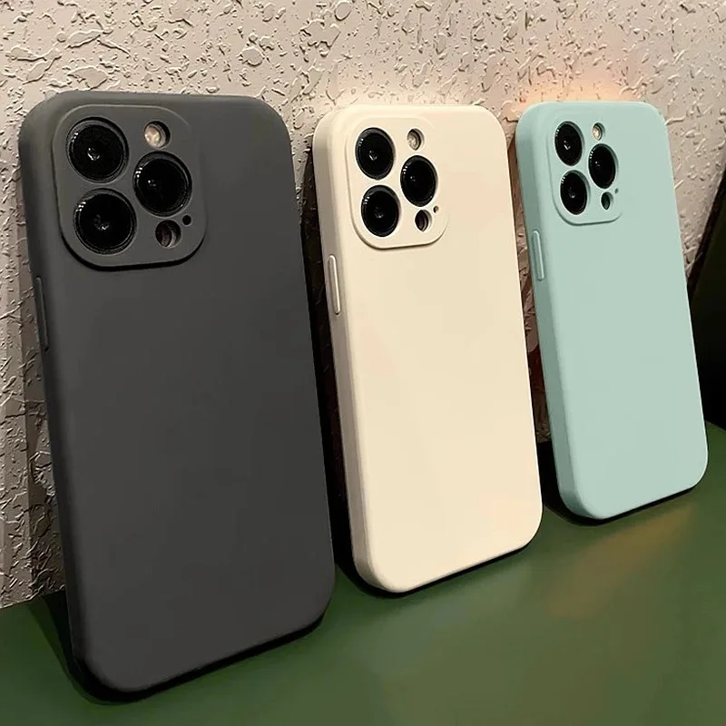 Luxurious Solid Color Shockproof Phone Case with Lens Protection and Soft Flannel Back