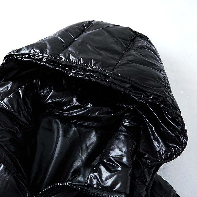 New Glossy Down Jackets Men Jackets Short Winter Hooded Women Thickened Warm-Keeping Cold-Proof Long Sleeve Cardigan Jacket 5